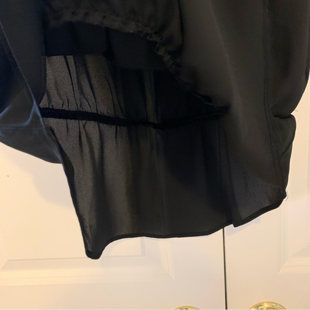 Ann Taylor | Black Peplum Blouse Lace Eyelet Sleeves Size M - Picture 6 of 7